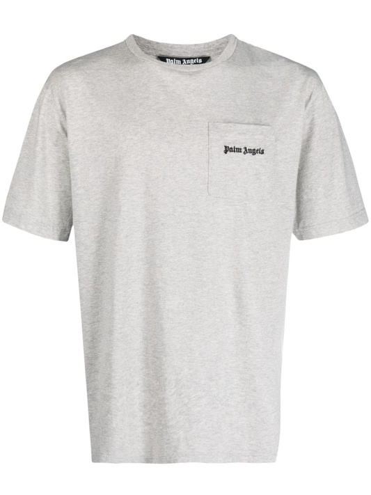 PALM ANGELS logo-embroidered mélange T-shirt