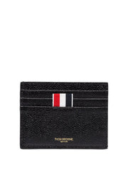 THOM BROWNE Card Holder With Note Compartment In Black Pebble Grain