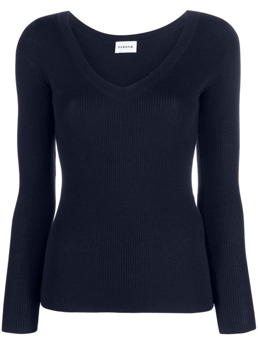 PAROSH Leila knitted v-neck long-sleeve top