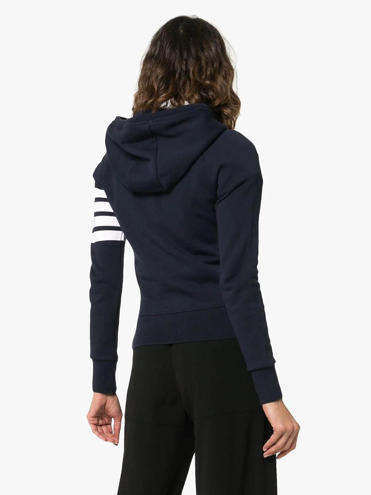 4-Bar striped cotton hoodie