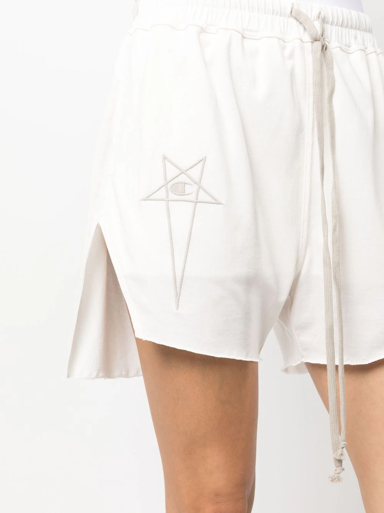 RICK OWENS X CHAMPION logo-embroidered slit shorts
