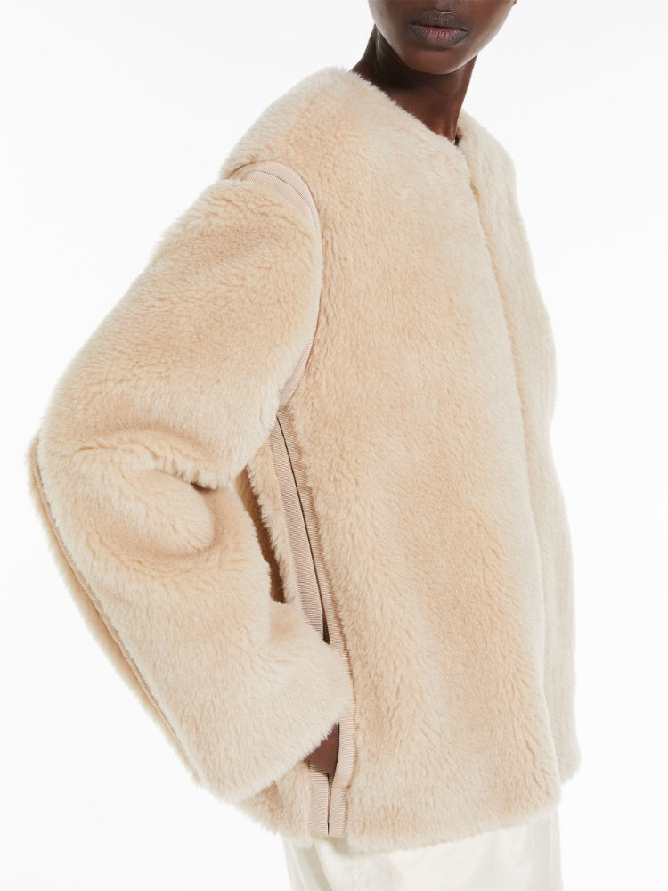 Panno crew-neck jacket in Teddy fabric