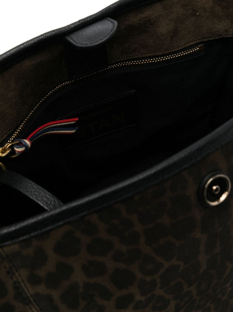 leopard-print suede shoulder bag