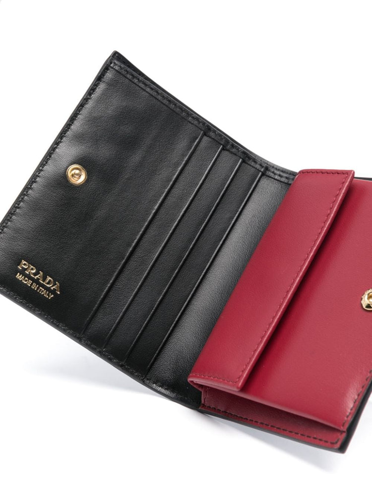 logo-plaque high-shine finish leather wallet