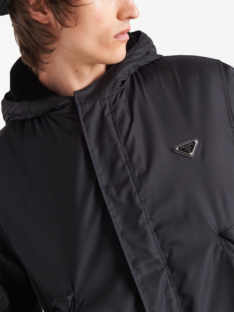 Re-Nylon hooded coat