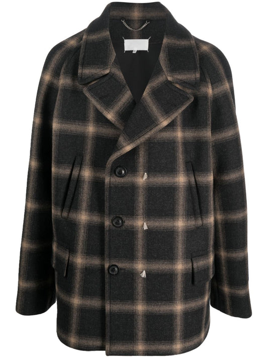 MAISON MARGIELA check-pattern wool coat