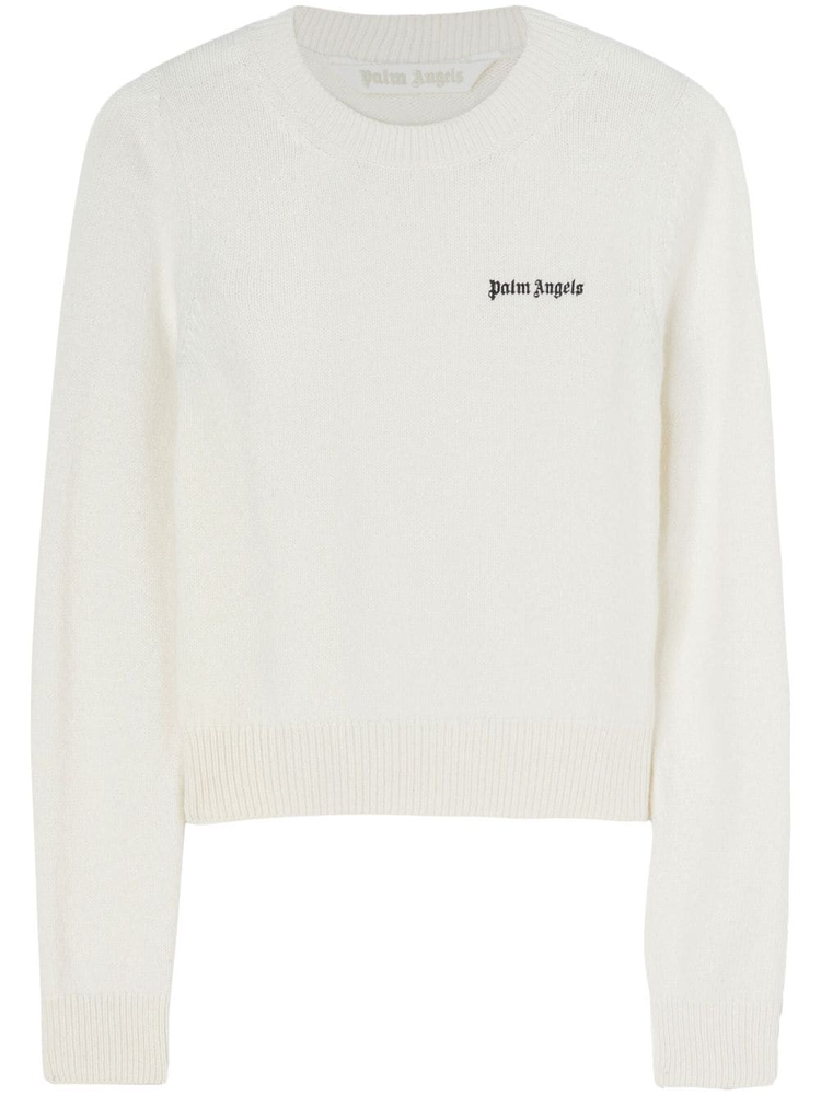 PALM ANGELS logo-embroidered crew-neck jumper