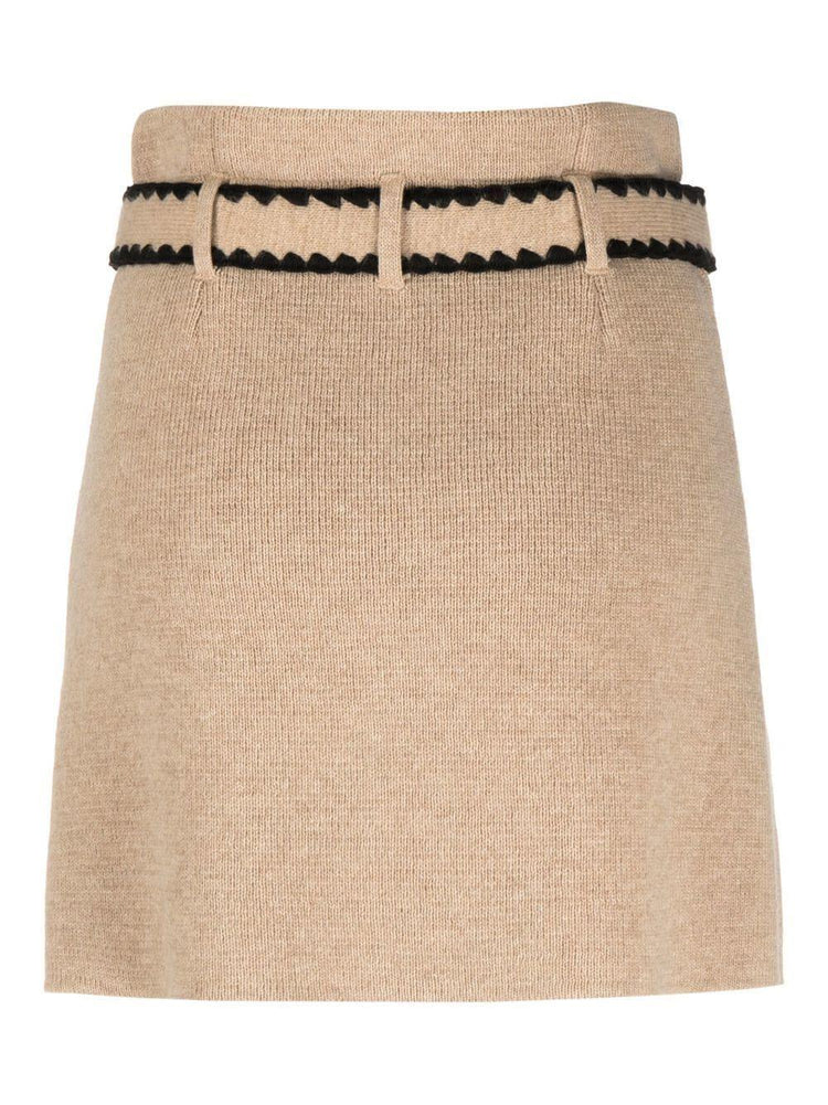 CORMIO Helga belted button-up wool skirt