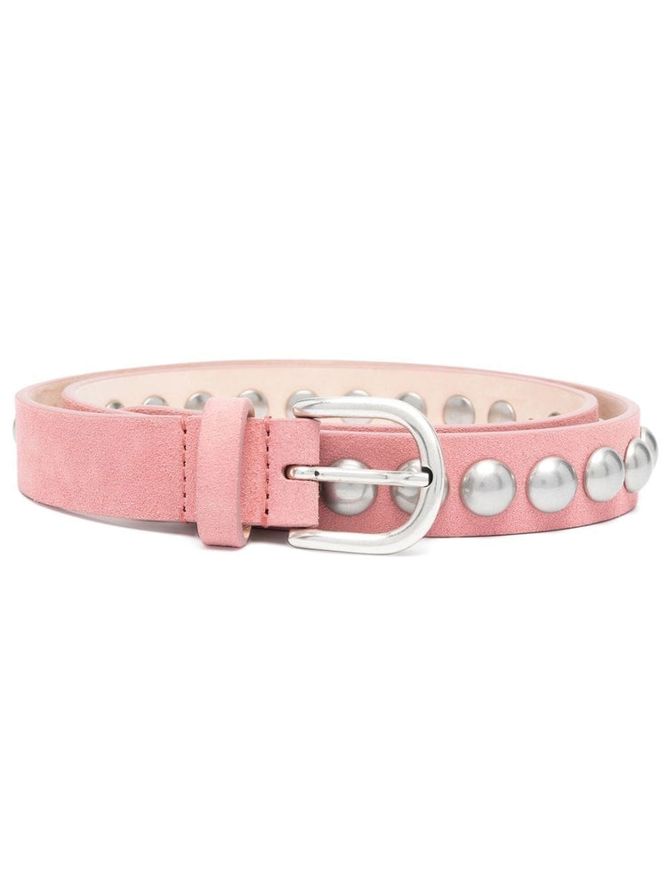ISABEL MARANT studded buckle belt pink