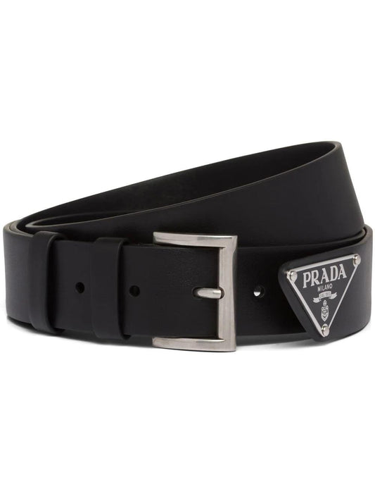 PRADA triangle-logo leather belt