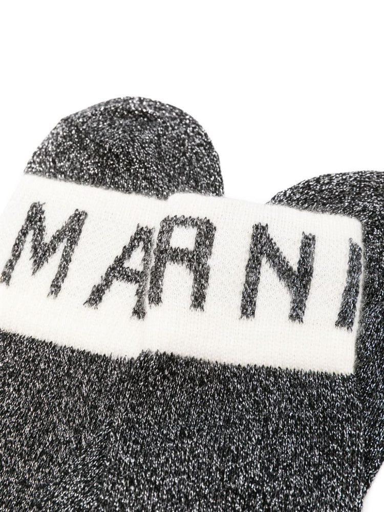 logo-intarsia metallic-threading socks