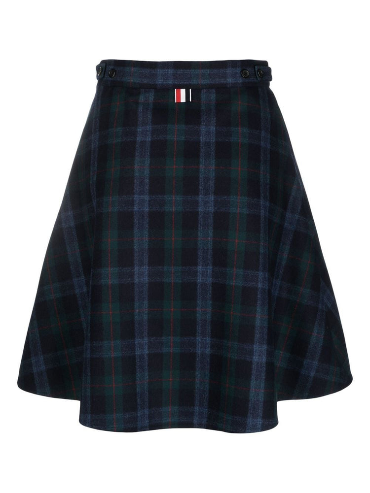 THOM BROWNE A-line check-pattern skirt