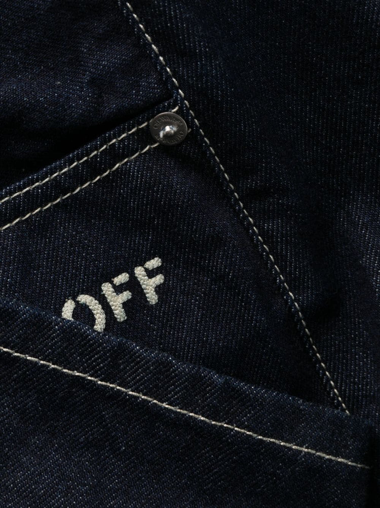 OFF-WHITE logo-embroidered skate jeans