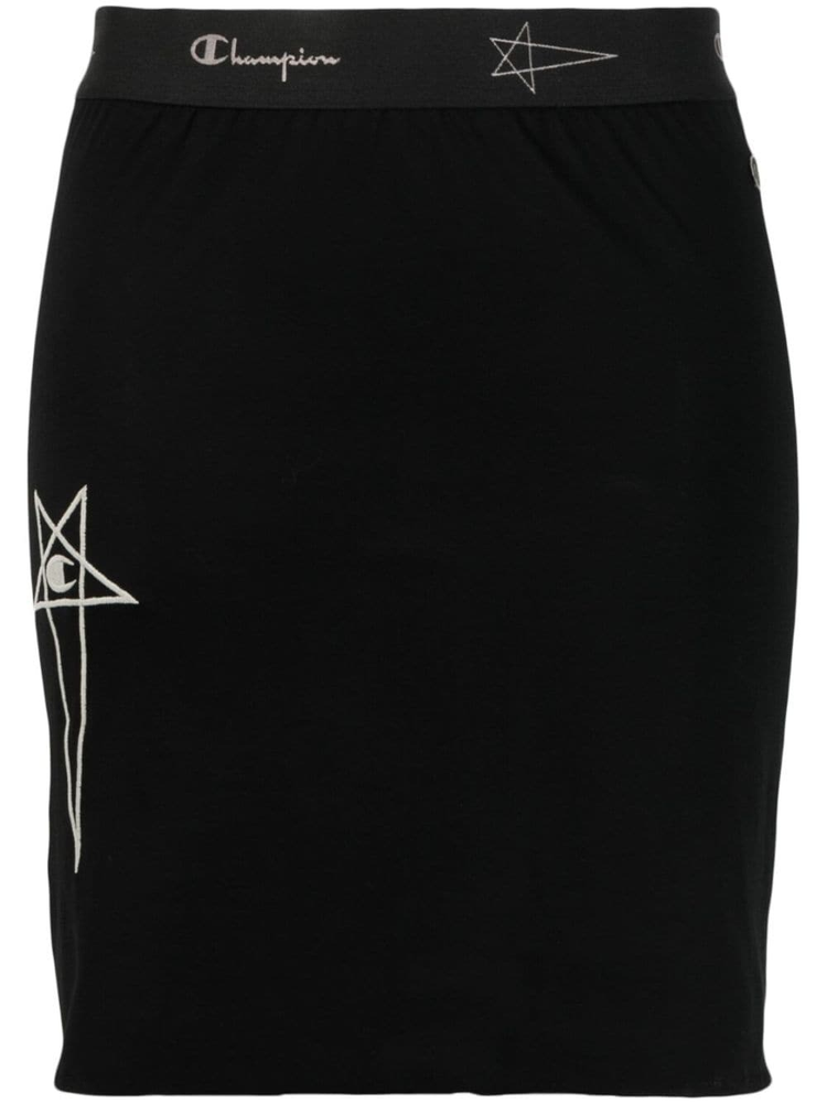 RICK OWENS X CHAMPION elasticated logo-waistband skirt