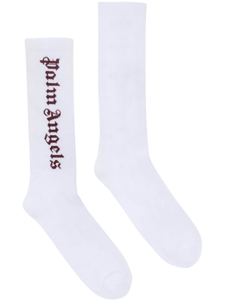 PALM ANGELS intardia-knit logo calf socks