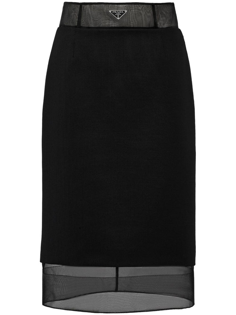 enamel triangle-logo wool skirt