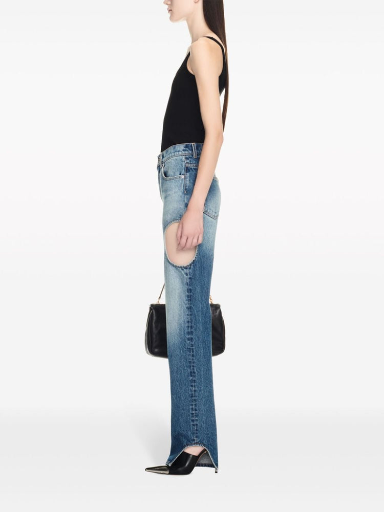 Meteor cut-out straight-leg jeans
