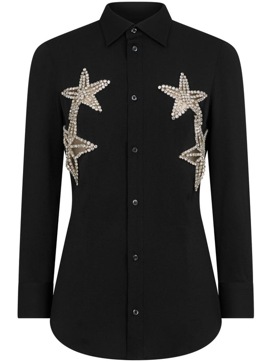 star-appliqué crystal-embellished shirt