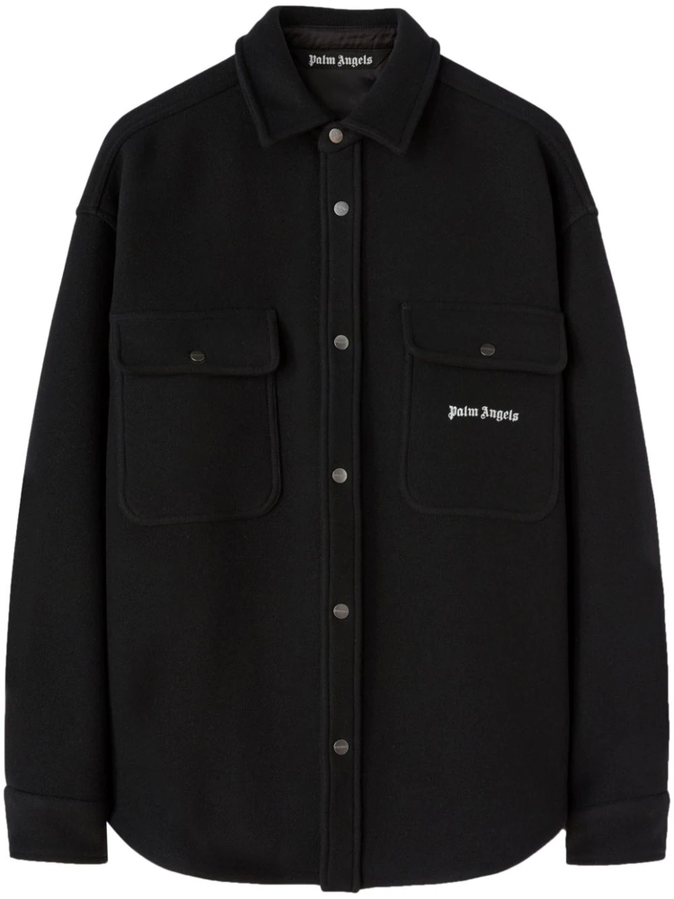 PALM ANGELS logo-embroidered twill shirt jacket