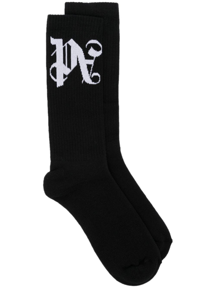 monogram-jacquard socks