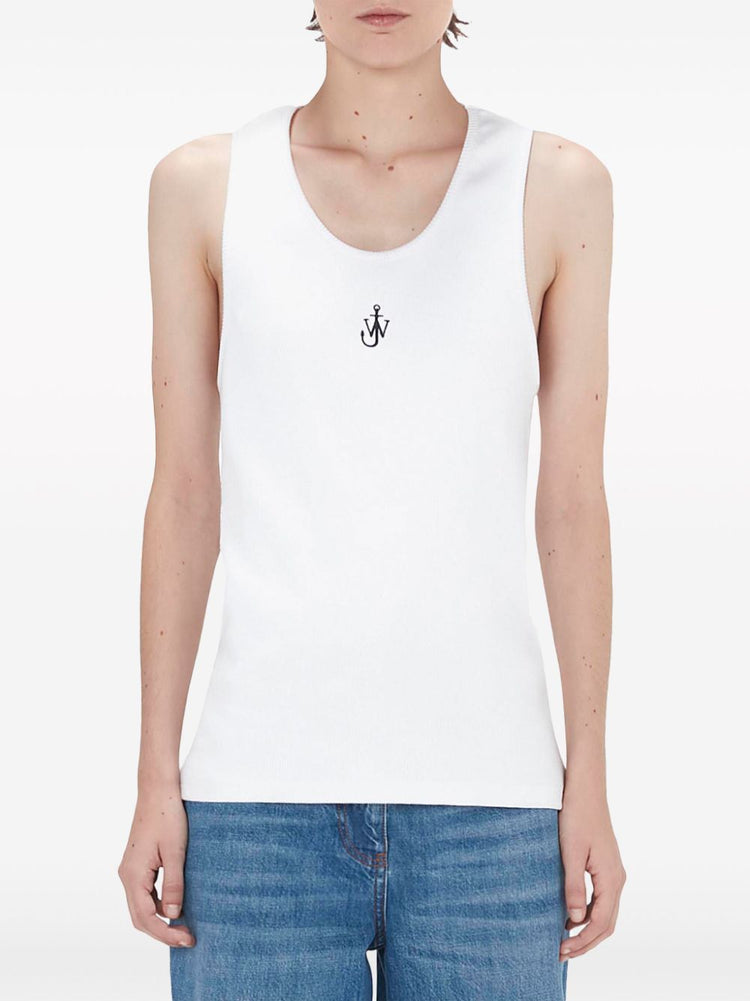 logo-embroidered ribbed-knit top