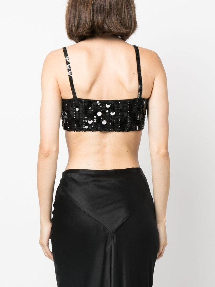 PAROSH sequin-embellished crop top