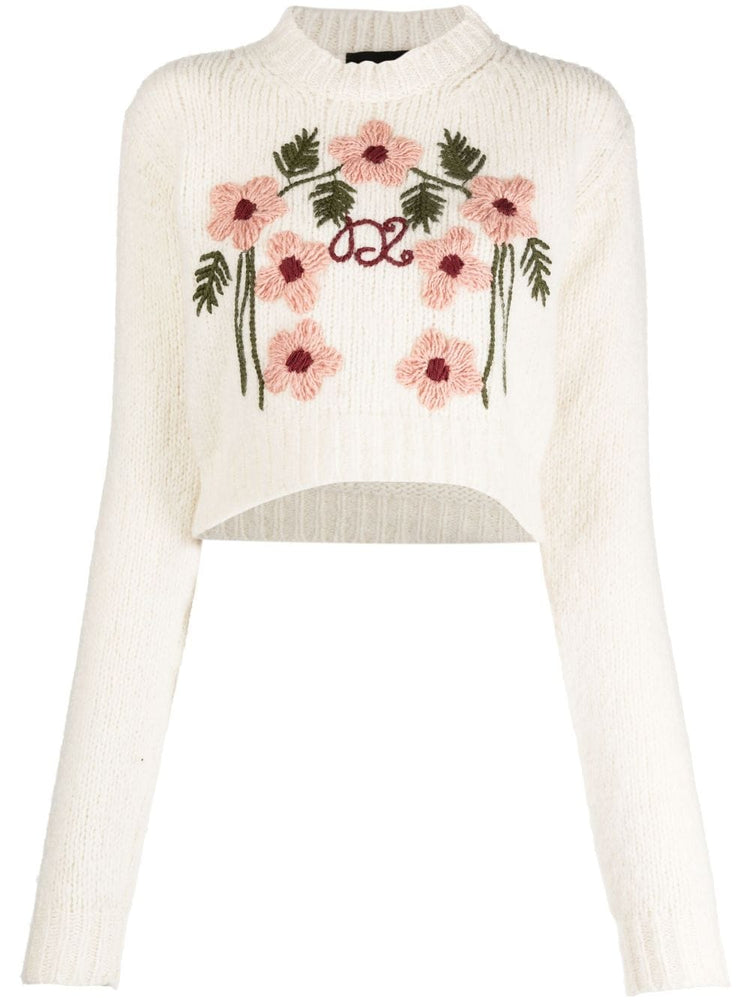 DSQUARED2 floral-embroidered wool jumper