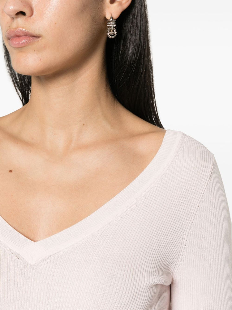 V-neck ribbed-knit top