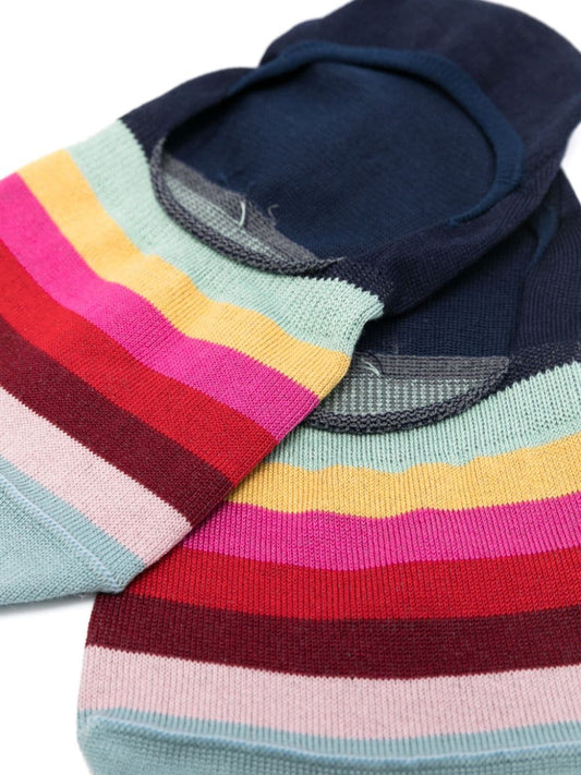 stripe-pattern organic cotton-blend socks
