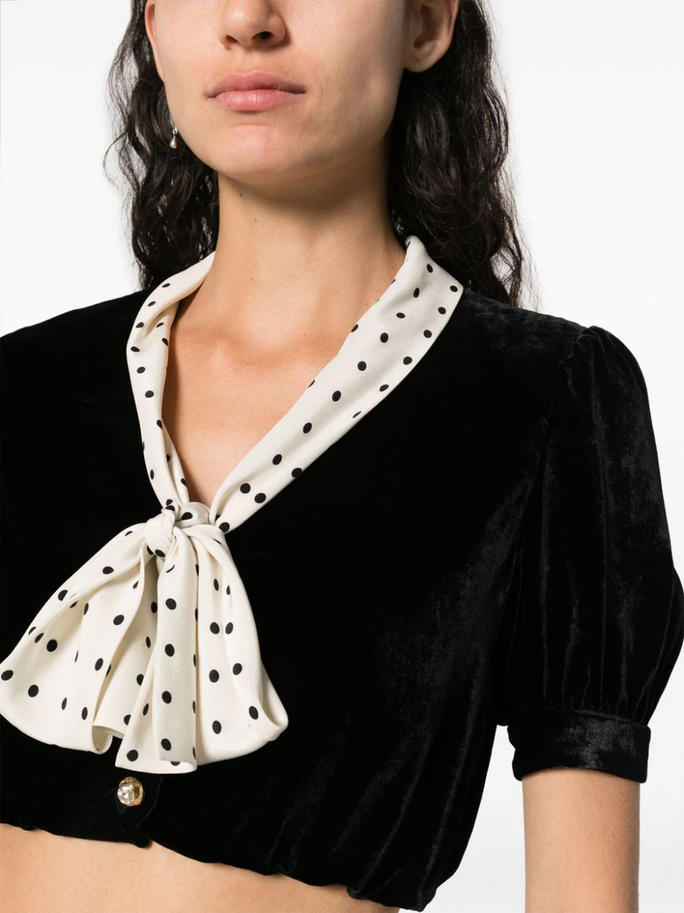velvet cropped blouse