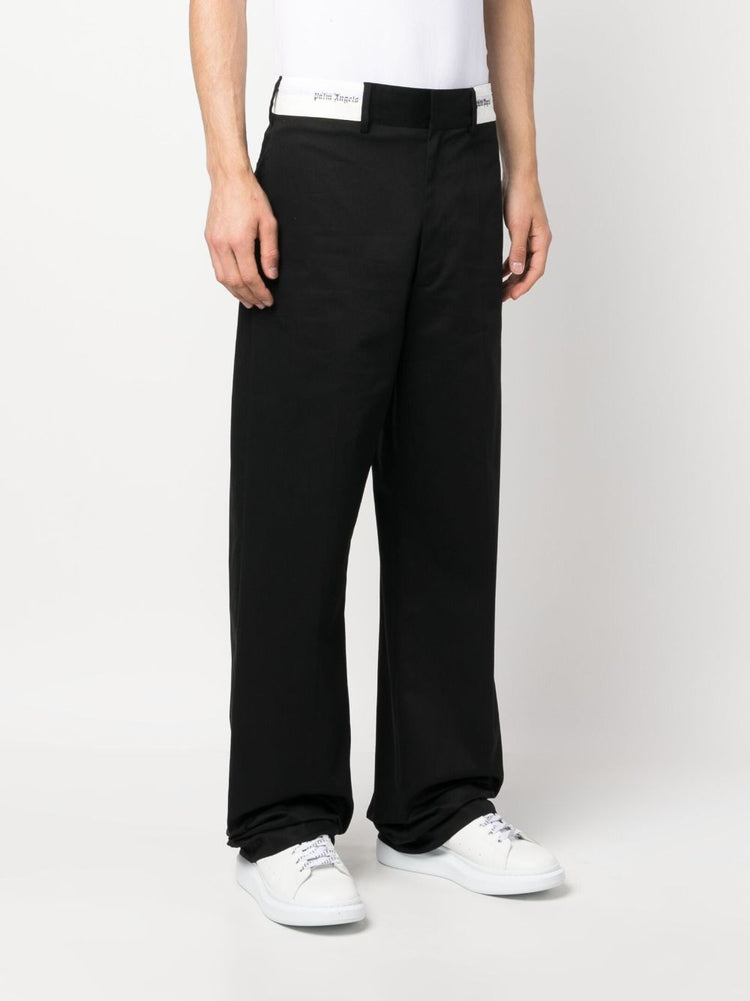 PALM ANGELS logo-waistband chino trousers