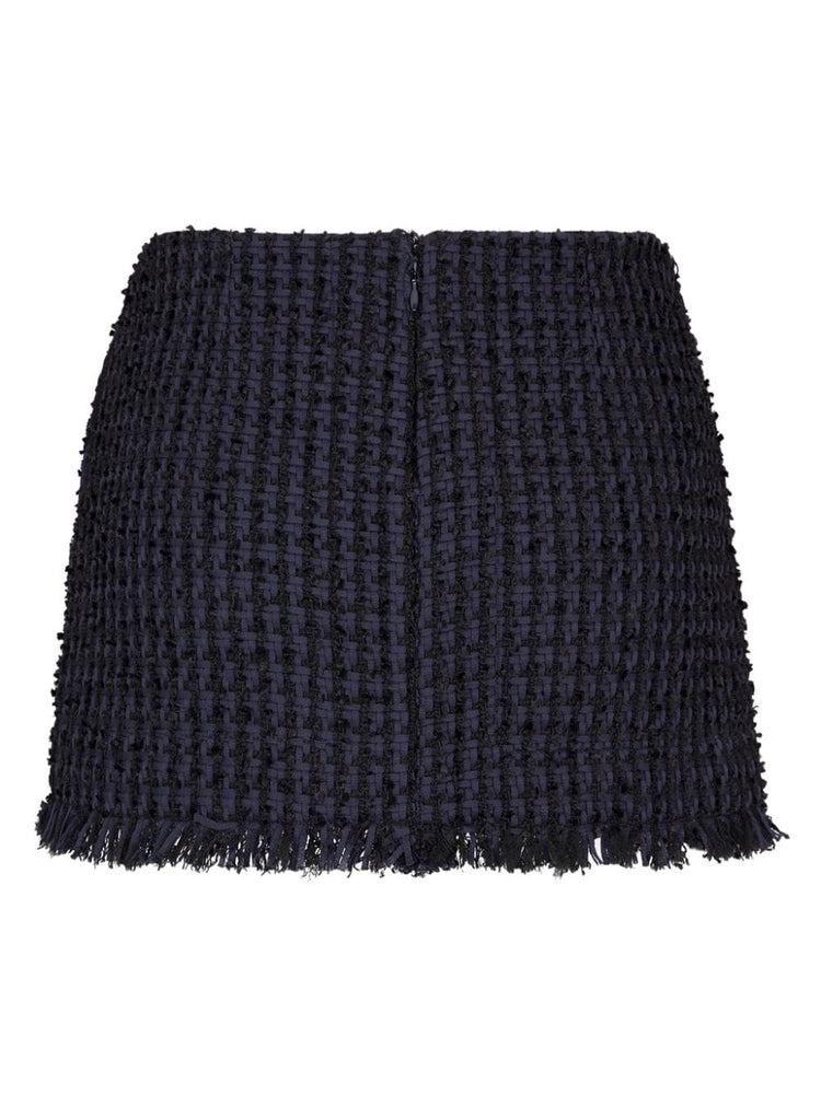 tweed frayed-hem miniskirt