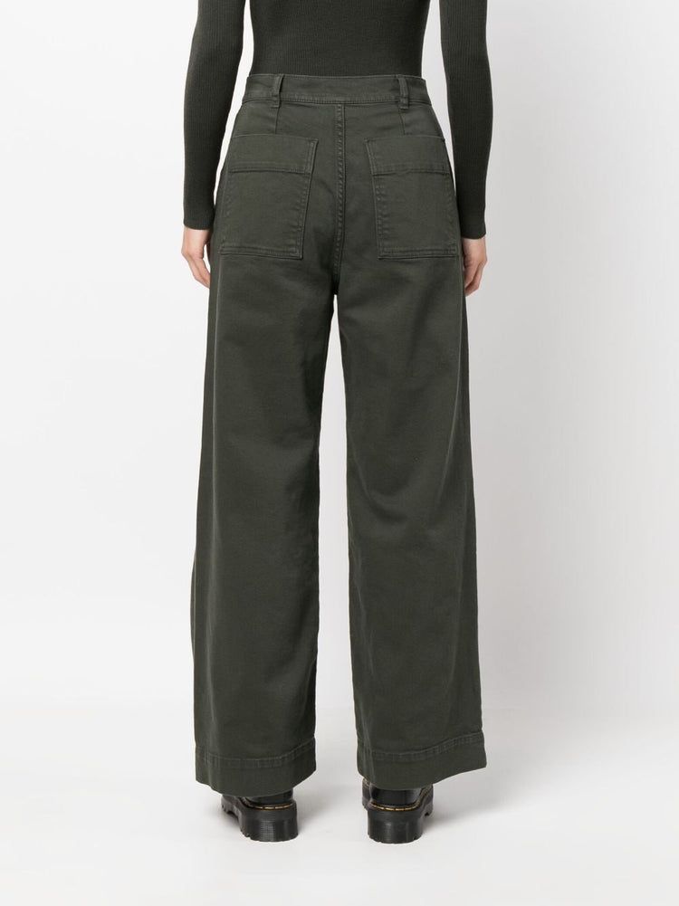 PAROSH multiple-pockets high-waisted trousers