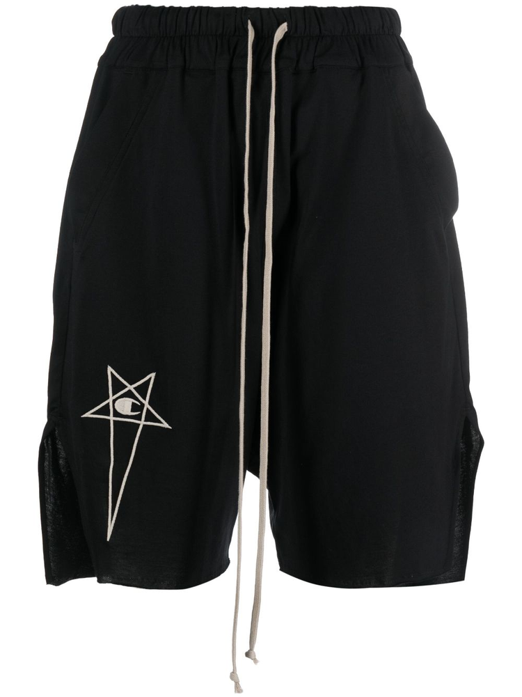 RICK OWENS X CHAMPION logo-embroidered drawstring-waist shorts