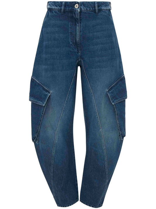 curved-seam tapered jeans
