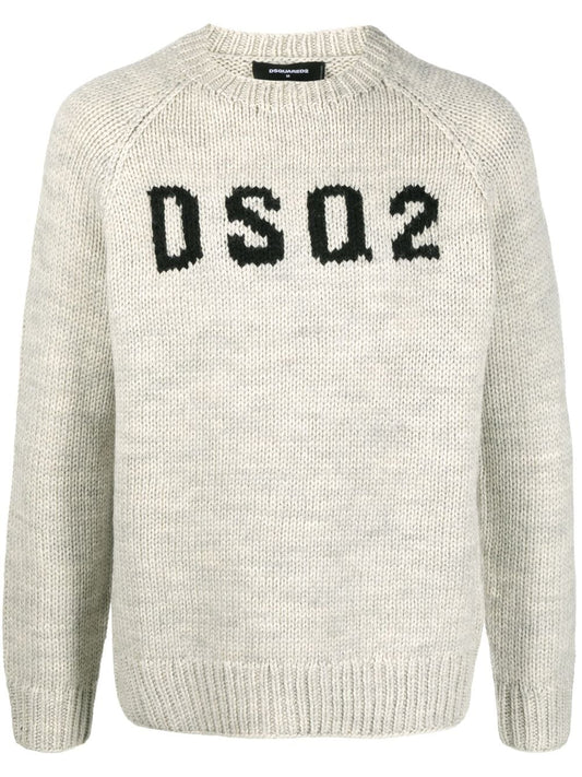 DSQUARED2 logo intarsia-knit wool jumper