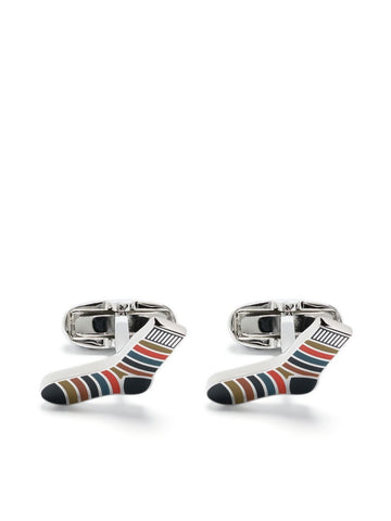 PAUL SMITH 'Artist Stripe' sock-shape cufflinks