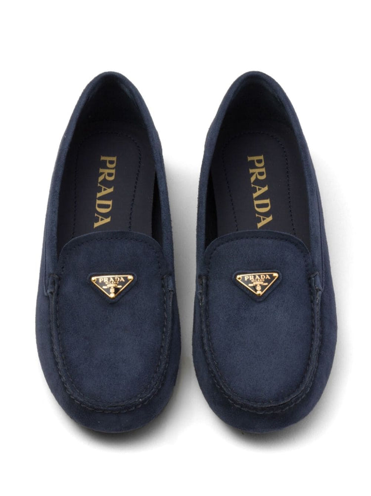 triangle-logo suede driving loafers