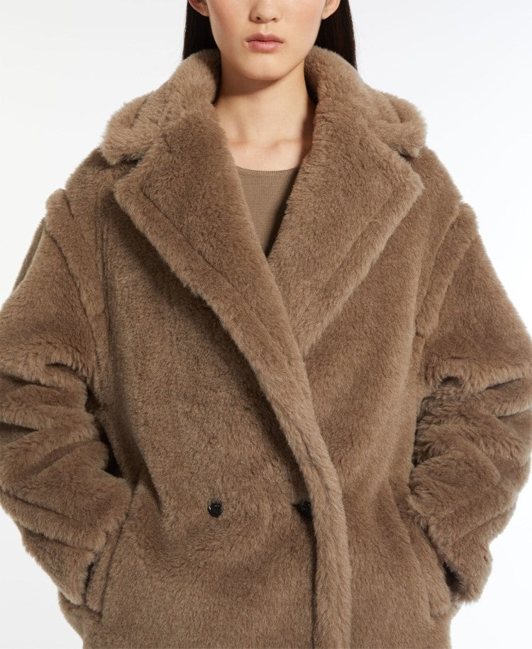 Espero Teddy Bear Icon Coat short in alpaca and wool