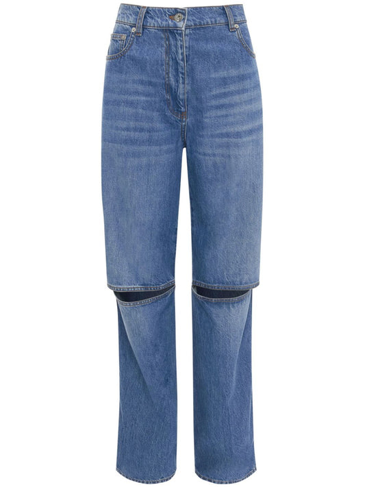 cut-out bootcut jeans