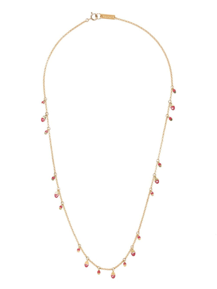 leaf-pendant cable-chain necklace