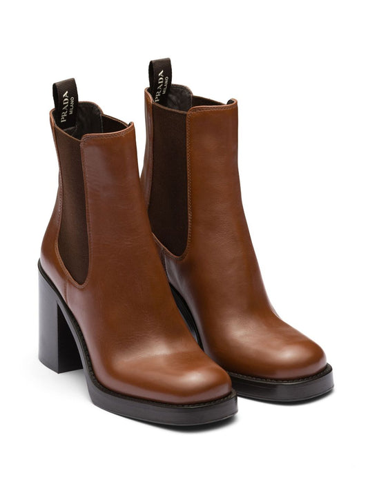 PRADA brushed leather 85mm ankle boots