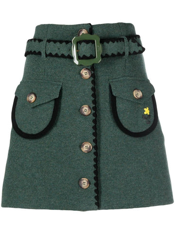 CORMIO Helga wool belted A-line skirt