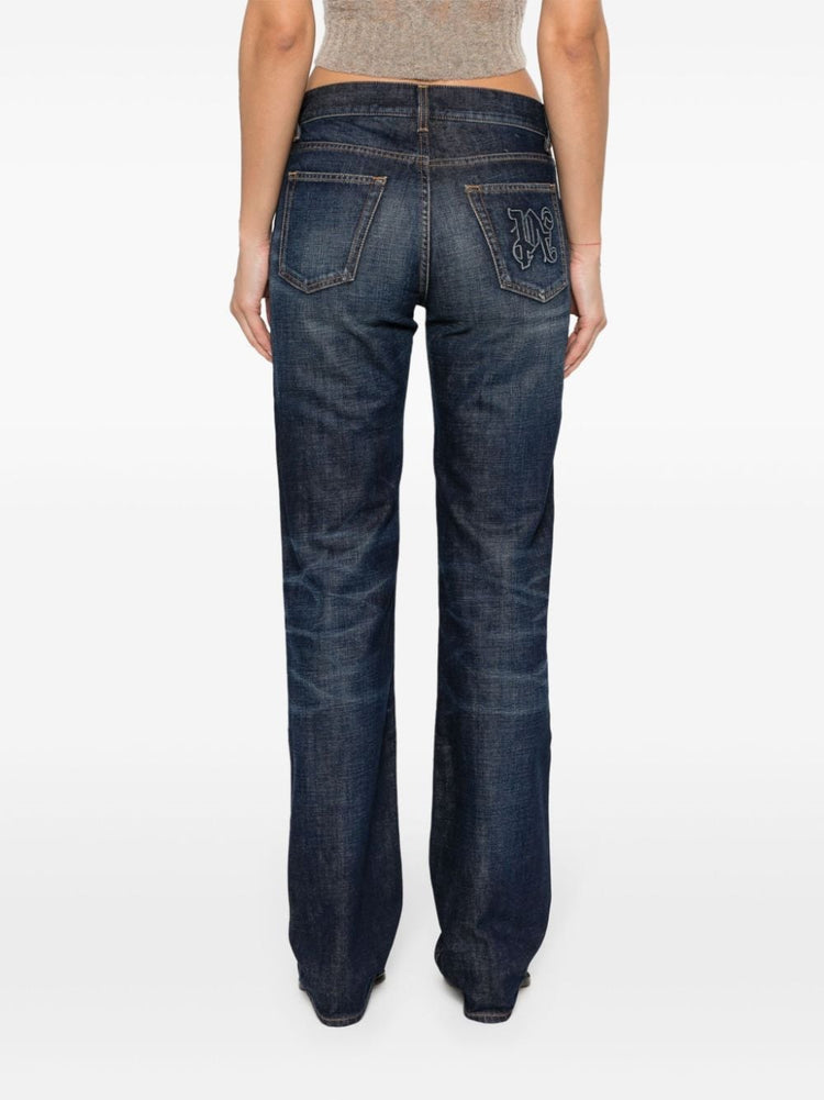 logo-embroidered straight-leg jeans