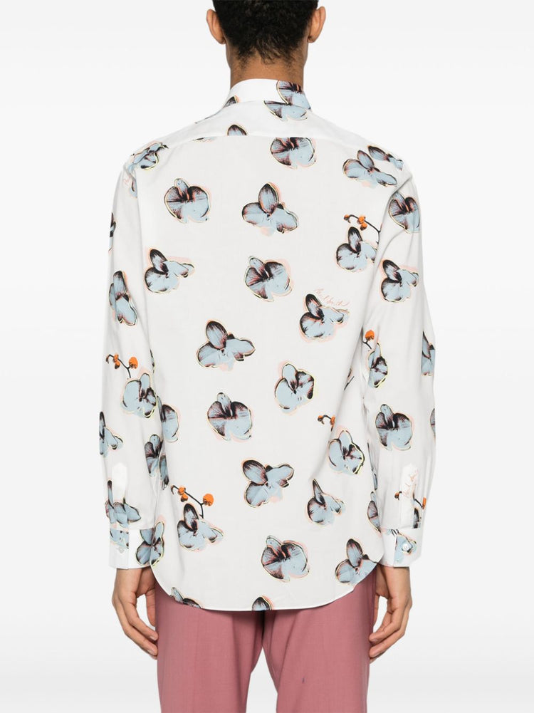 orchid-print shirt