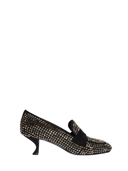 heeled loafers crystal black