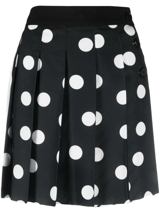 polka dot pleated mini skirt