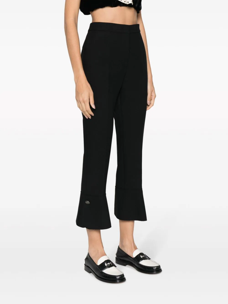 pressed-crease high-waisted trousers