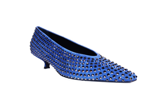 heeled ballerina shoes crystal blue