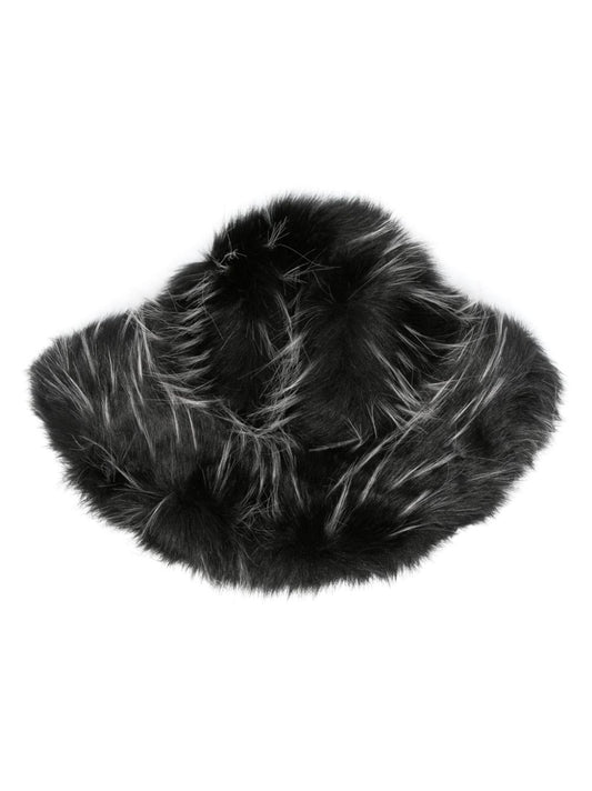 faux-fur brushed-effect bucket hat